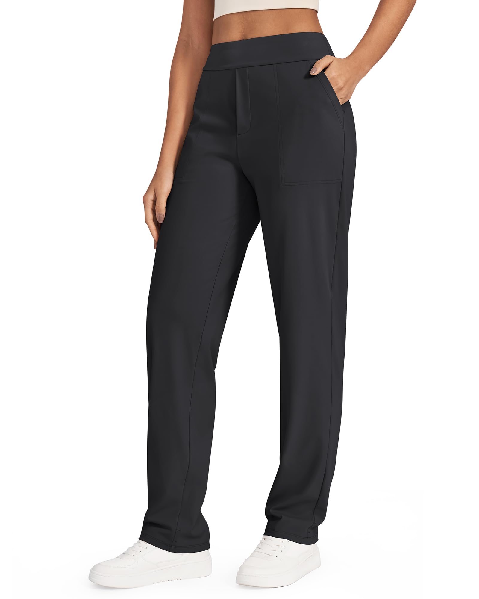G4Free ShiftReady Women's Dress Work Pants with Pockets Yoga Straight Leg