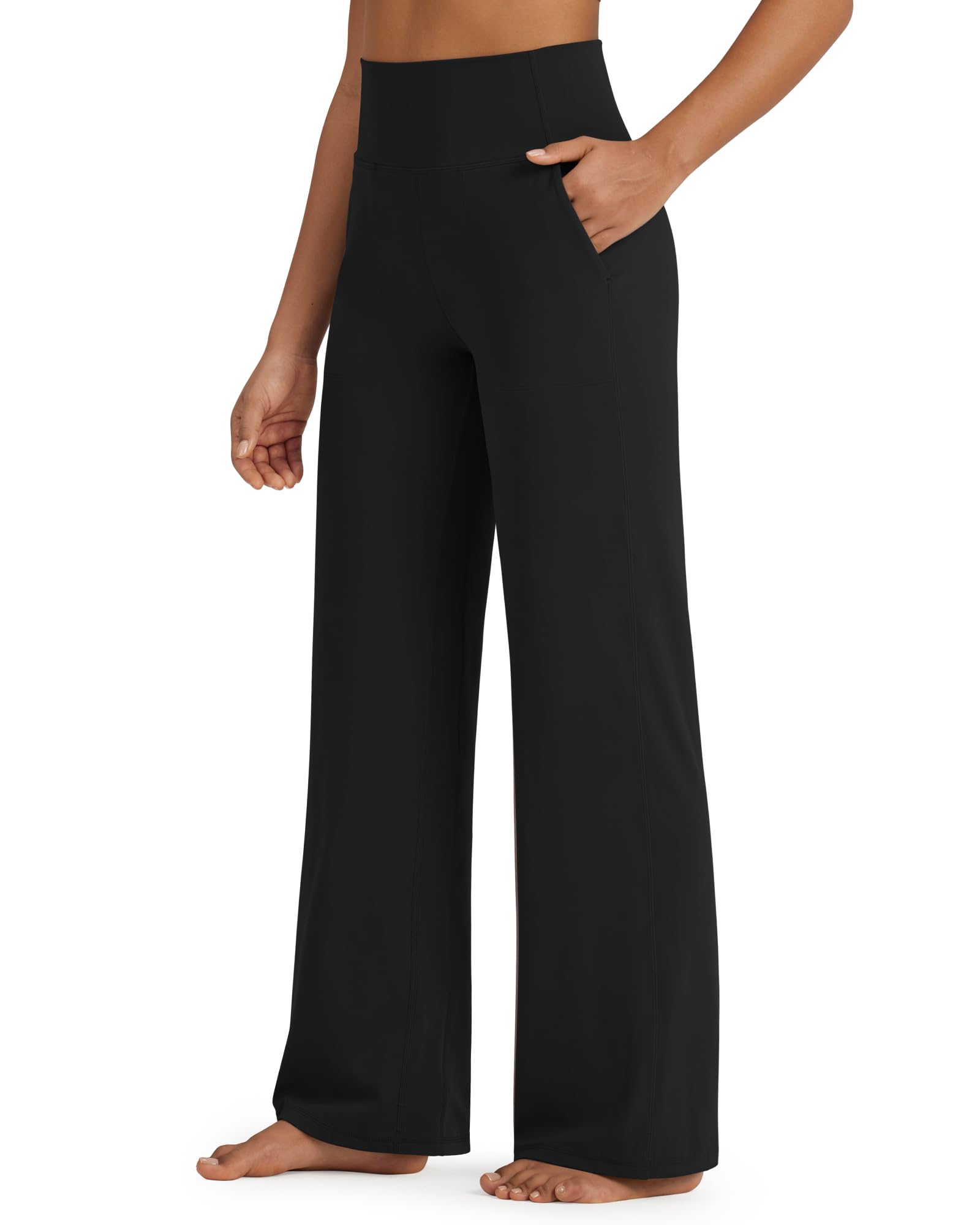 G4Free BareFeel Women's Wide Leg Stretch Yoga Pants with Pockets