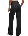 G4Free BareFeel Womens Wide Leg Yoga Pants Cross Waist High Stretch Waist Casual Trousers with Zipper Pockets 29"/31"/33"