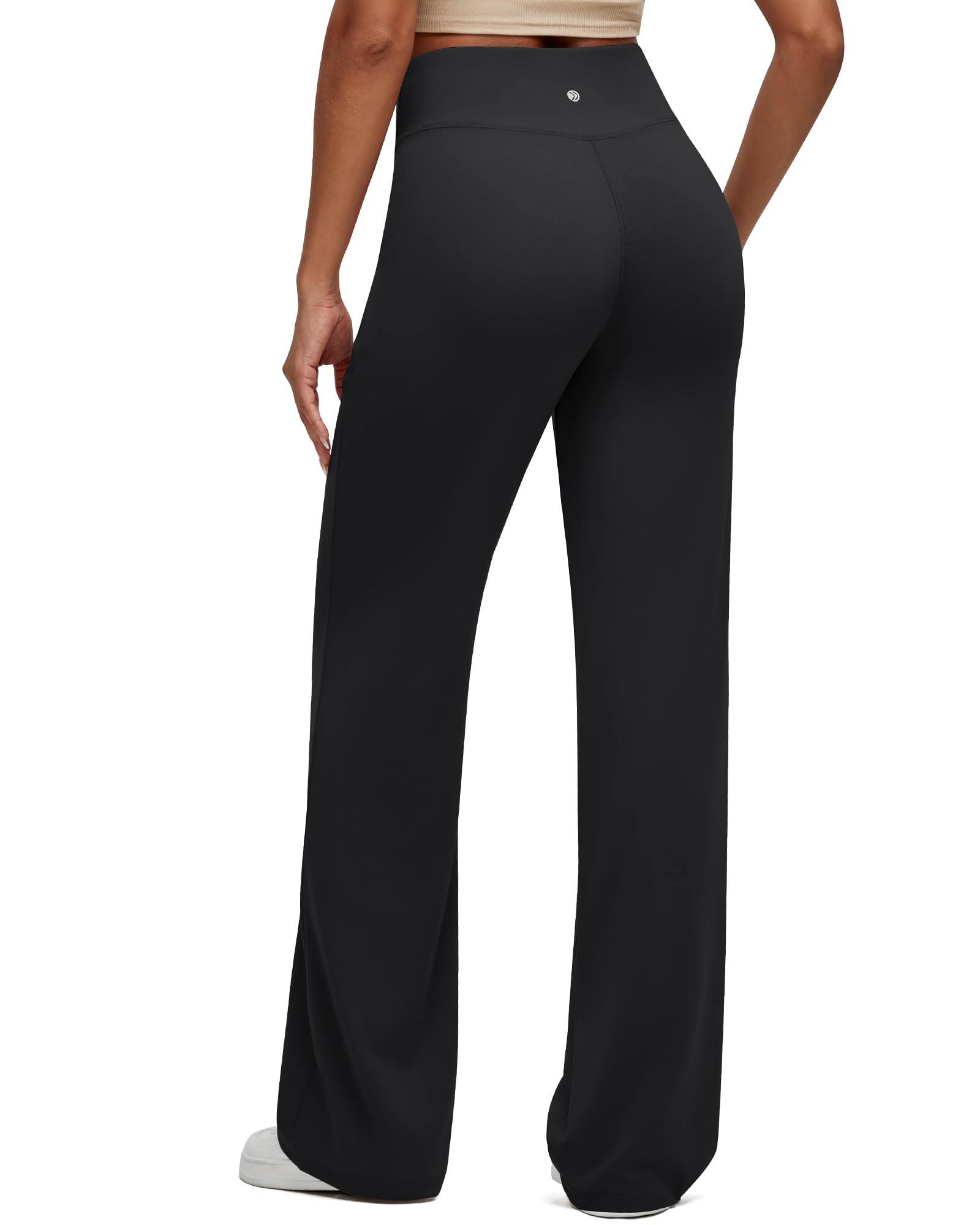 G4Free BareFeel Womens Wide Leg Yoga Pants Cross Waist High Stretch Waist Casual Trousers with Zipper Pockets 29"/31"/33"