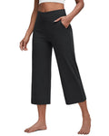 G4Free Capri Pants for Women with Pockets Cross Waist Wide Leg Yoga Pants