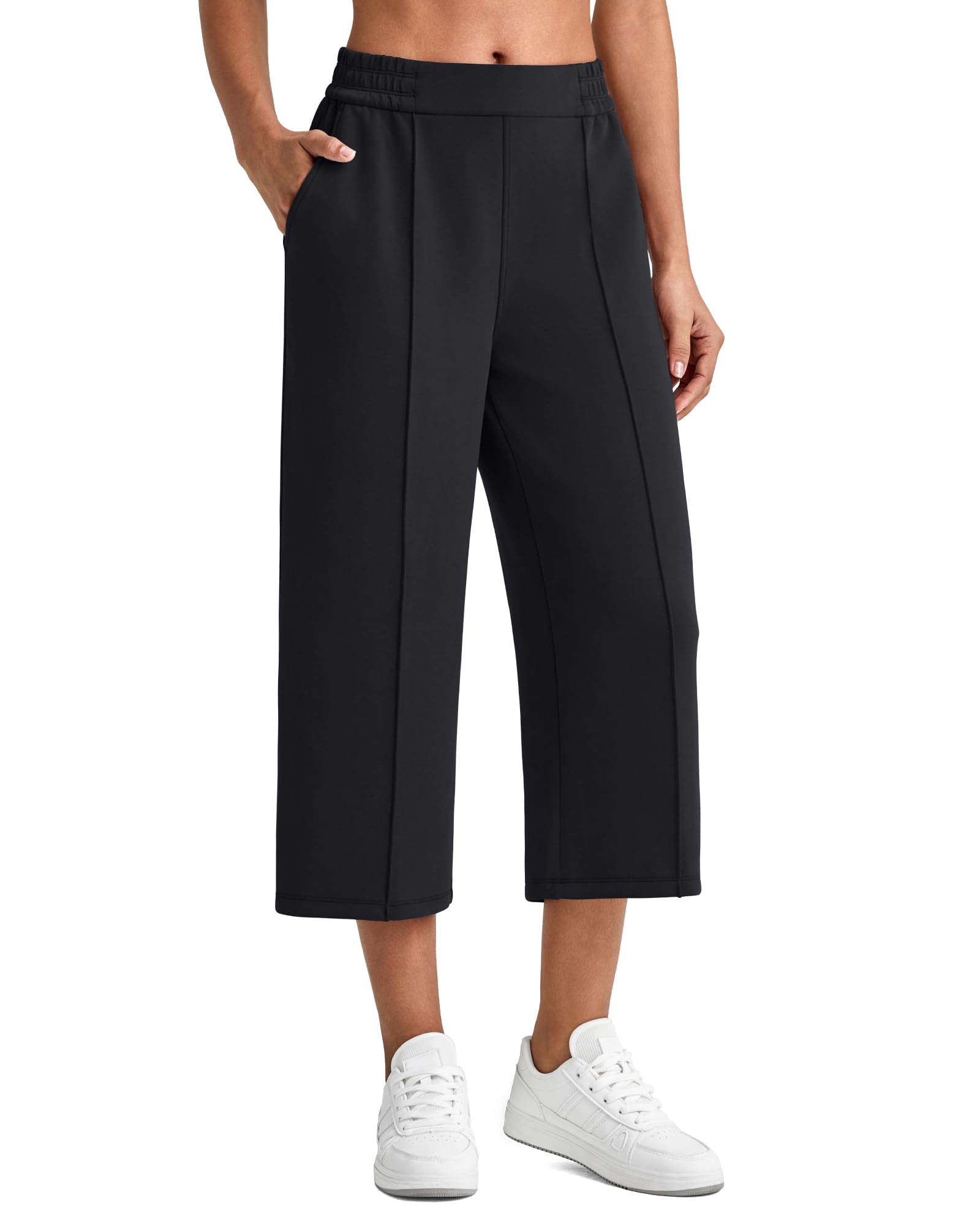 G4Free Smoofit Capri Pants for Women Wide Leg Yoga Pants High Waist Summer Travel Casual Pants with Pockets