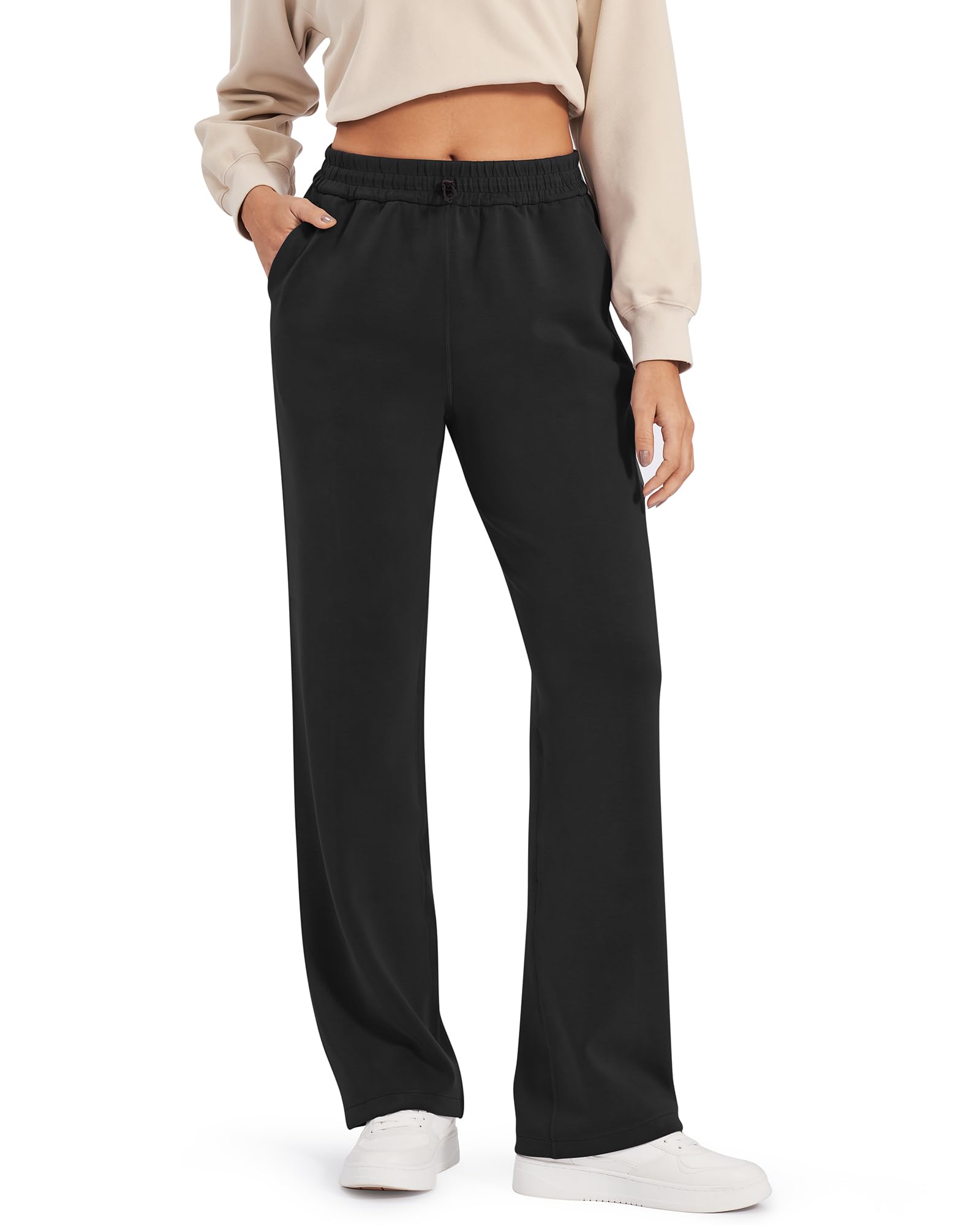 G4Free Smoofit Wide Leg Sweatpants Drawcord High Waist with Pockets