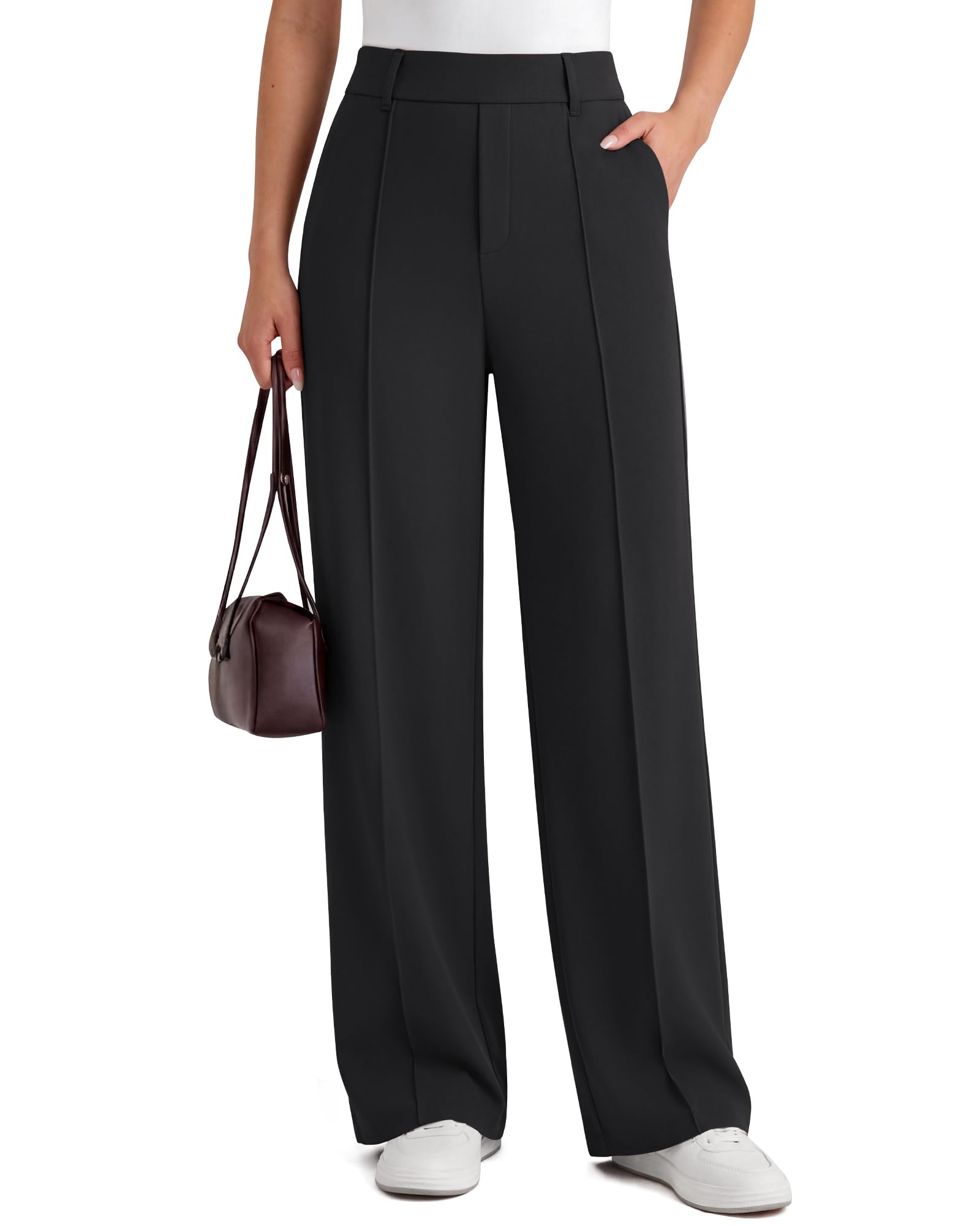 G4Free ShiftReady Womens Wide Leg Pants with Pockets for Work Dressy Casual