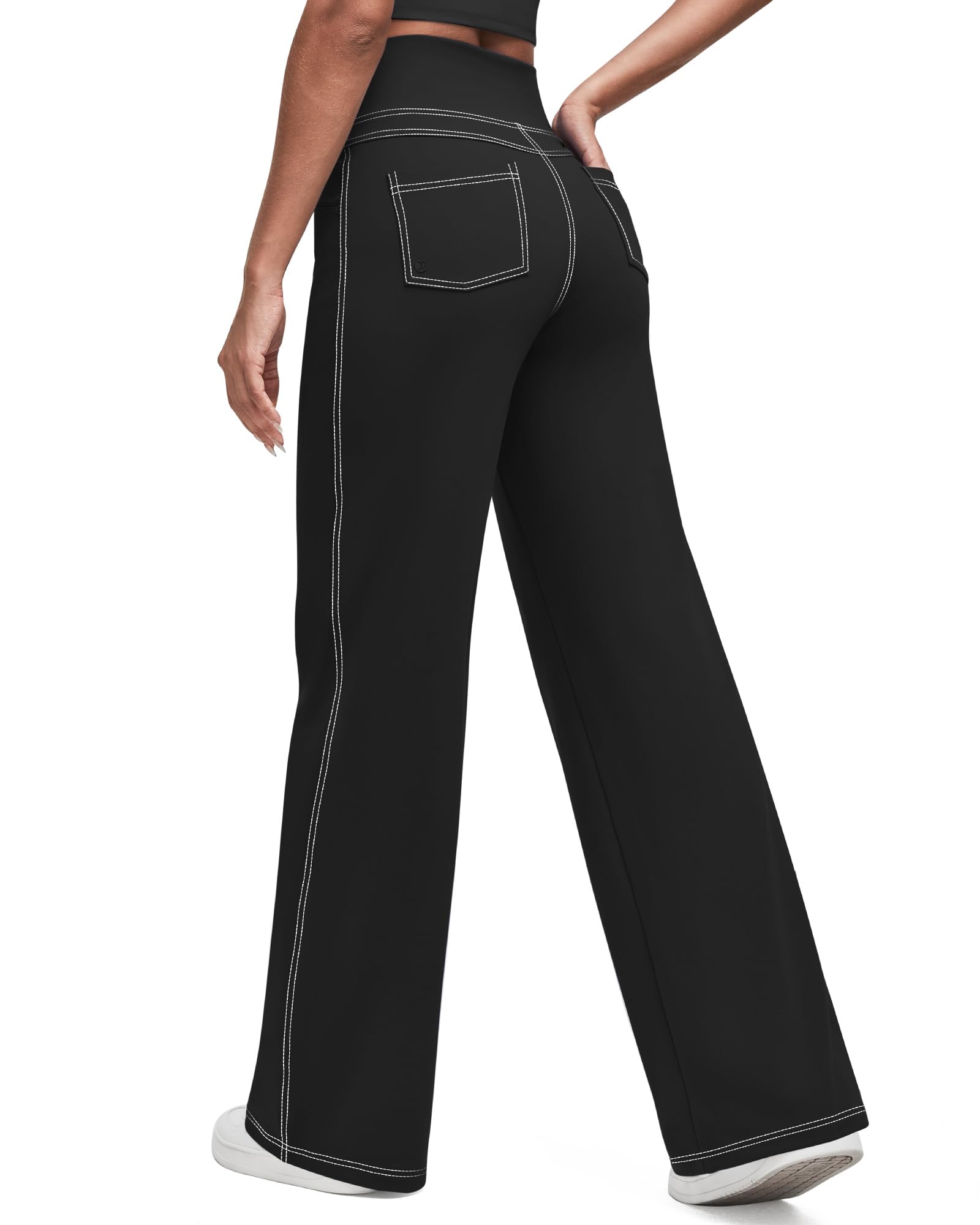 G4Free Women's EverGoing Wide Leg Pants Casual High Waisted Yoga Pants with 4 Pockets Stretch