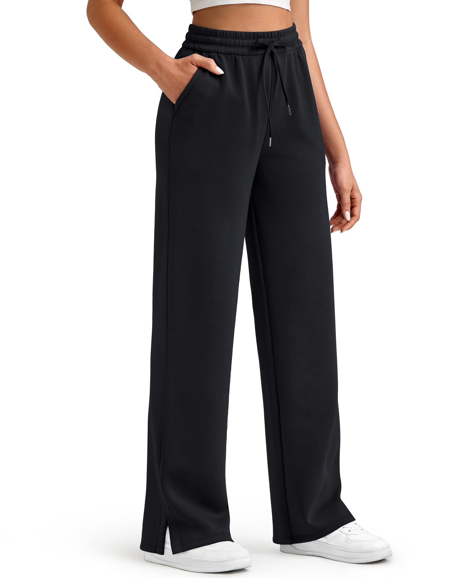 G4Free Smoofit Women's Wide Leg Sweatpants Drawstring Side Slit