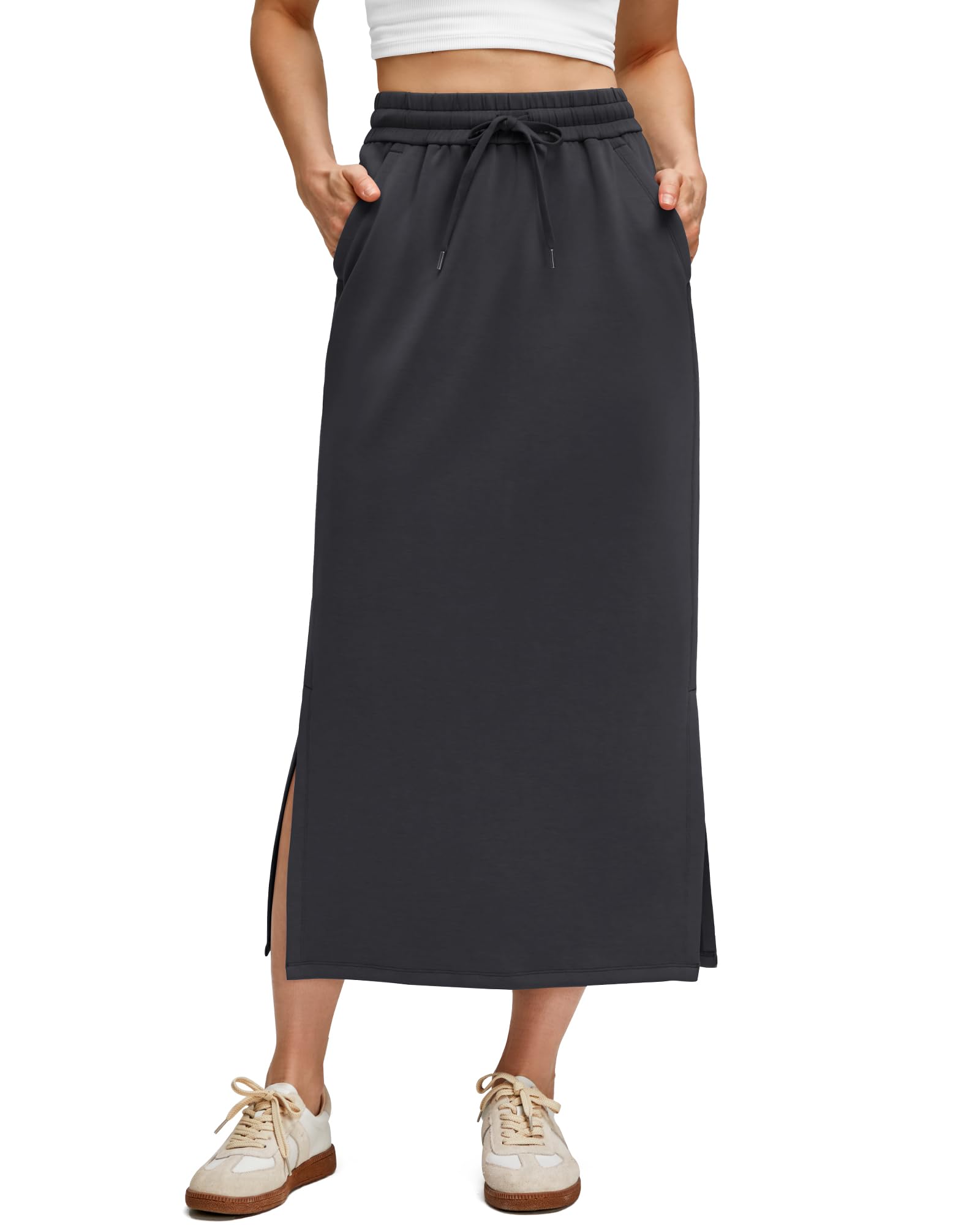 G4Free Smoofit Maxi Skirt Women Modal Soft Drawstring Skirts with 2 Pockets