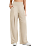G4Free BareFeel High Stretch Wide Leg Pants for Women Soft High Waisted Pleated Casual Pants with Pockets 28"/30"/32"