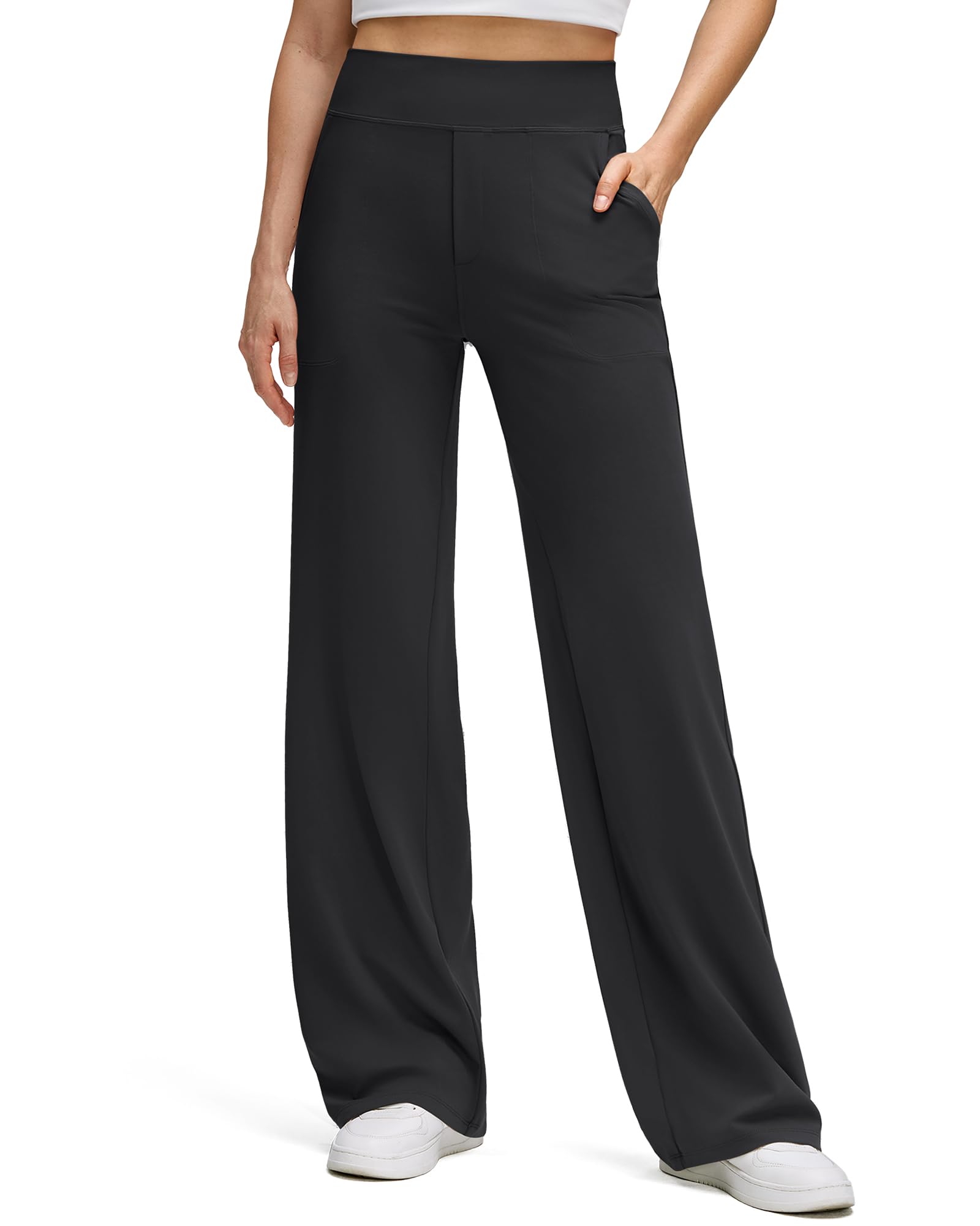 G4Free BareFeel Women's High Stretch Wide Leg Pants with Pockets Soft Comfy