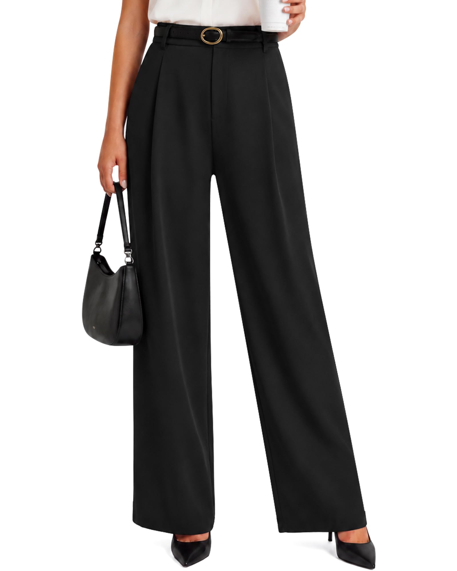 G4Free ShiftReady Womens Wide Leg Pants with Pockets for Work Dressy Casual