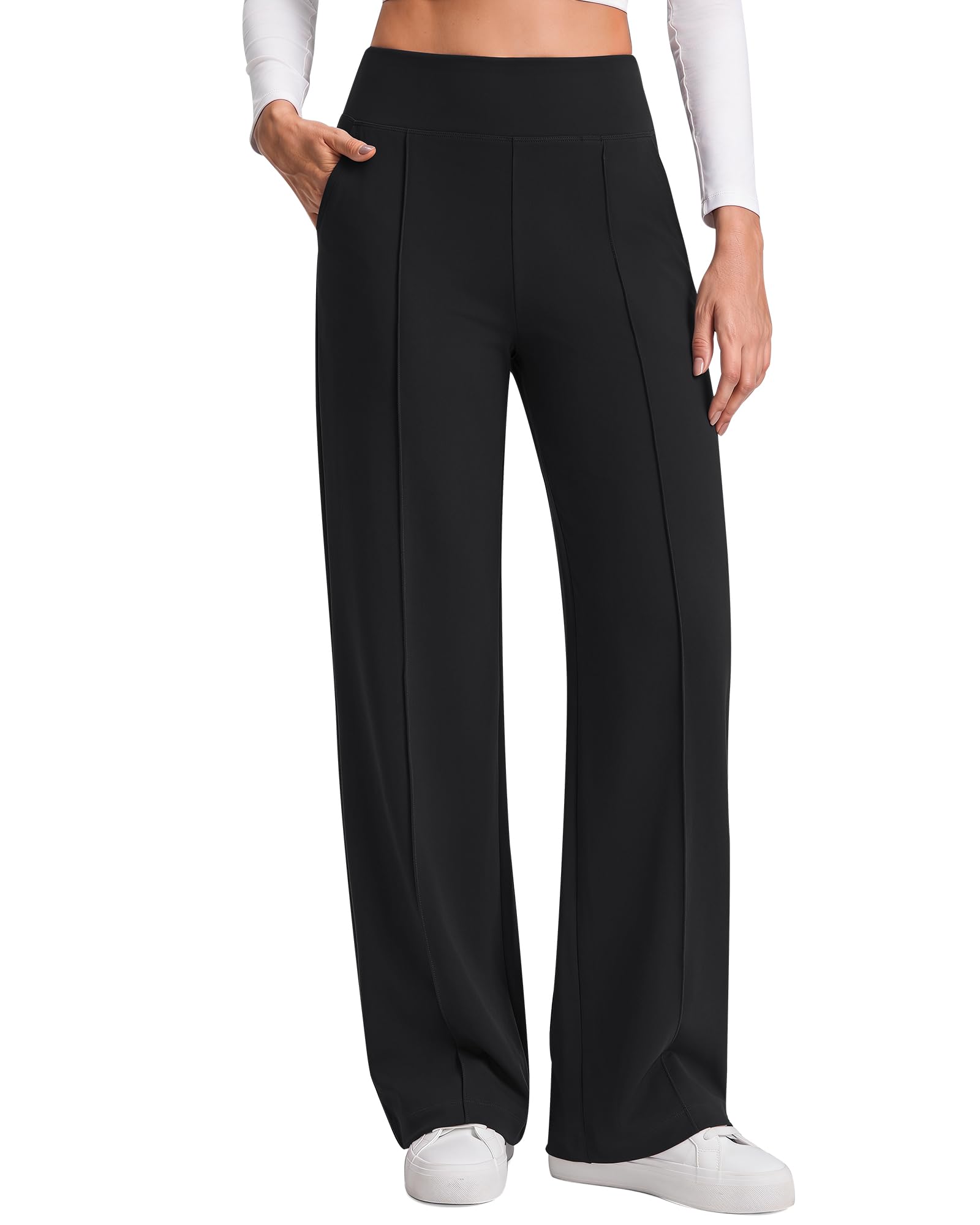 G4Free EverGoing Wide Leg Yoga Pants for Women Front Seam with Pockets
