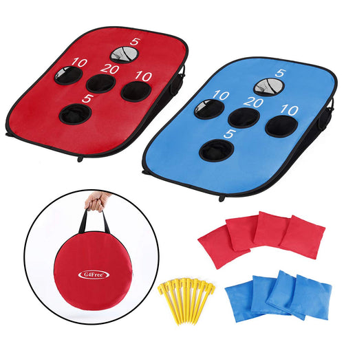 G4Free Portable Collapsible 5 Holes Cornhole Game Set Beach Games Adults
