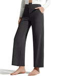 G4Free BareFeel 7/8 Length Wide Leg Yoga Pants for Women with Pockets High Stretch Waist Copped Pants Casual