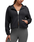 G4Free Smoofit Women's Two Way Full Zip Jackets Modal Soft Casual Hoodie with Pockets