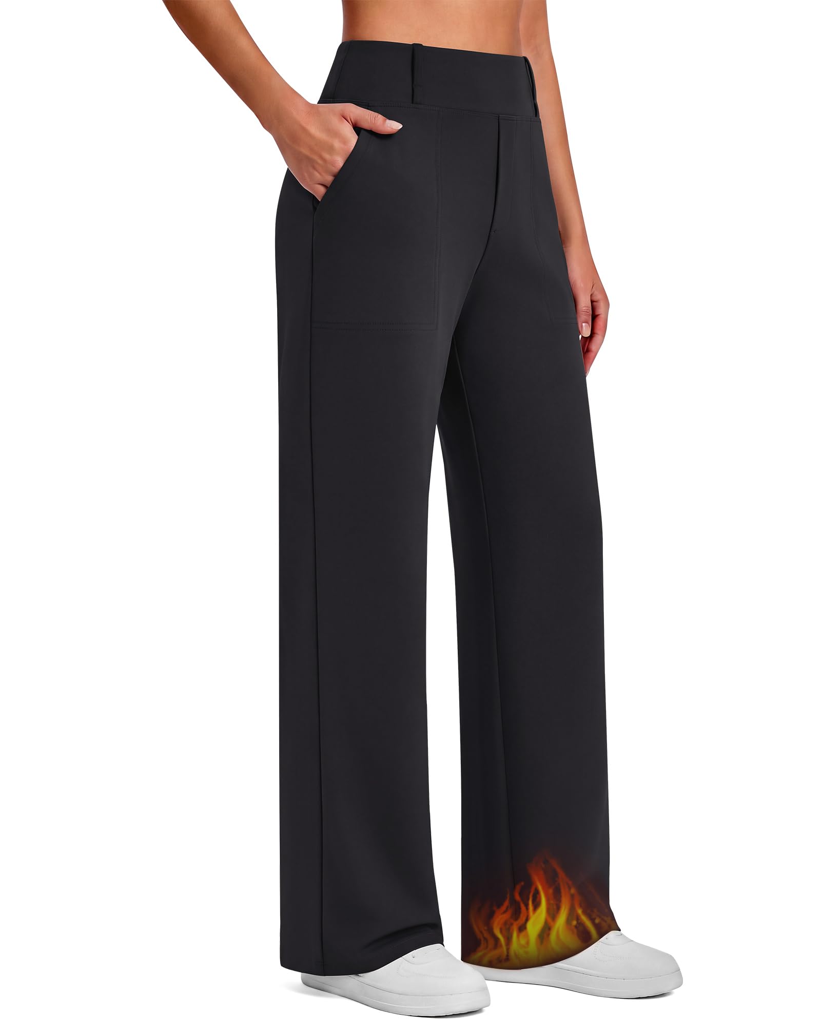 G4Free EverGoing Fleece Lined Work Pants for Women Double Belt Loops