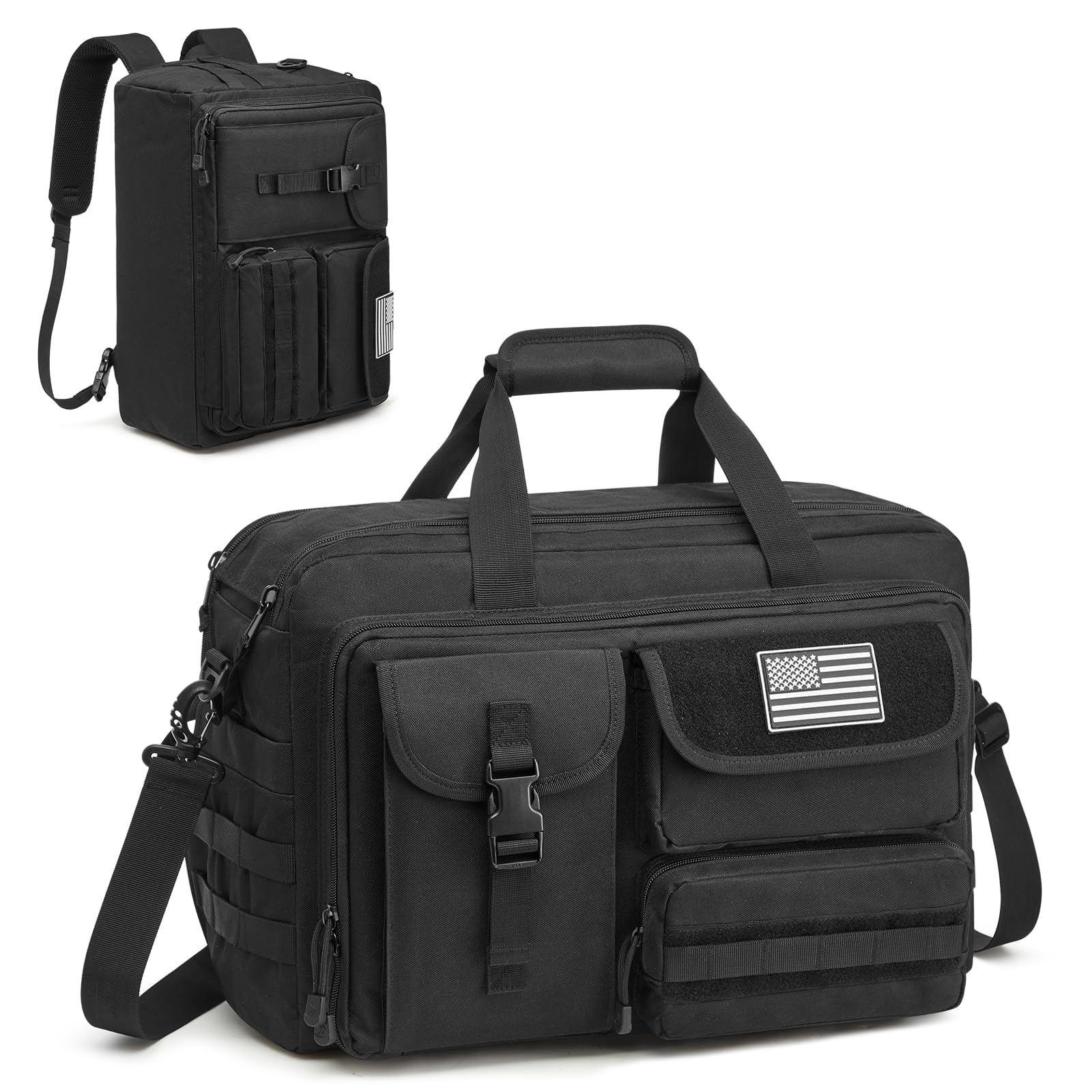 G4Free 17.3" Laptop Messenger Bag for Men, 3-in-1 Tactical Work Backpack